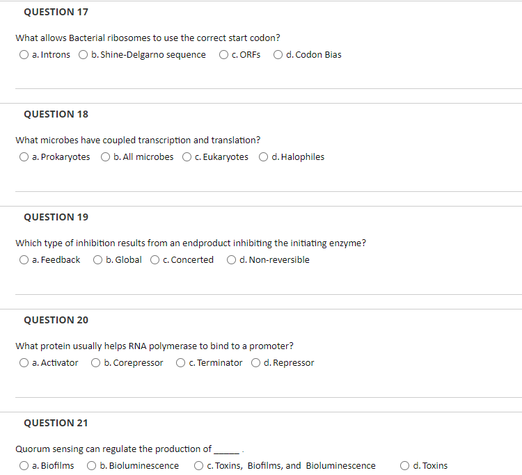 What Allows Bacterial Ribosomes To Use The Correct Start Codon A Introns B Shine Delgarno Sequence C Orfs D Codon B 1