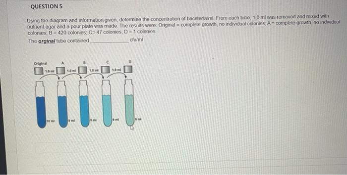 Using The Diagram And Information Given Determine The Concentration Of Baceteria Mi From Each Tube 1 0mi Was Removed 1