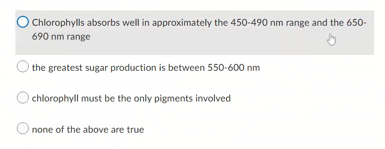 According To This Graph Select The Best Answer Chlorophylls Absorbs Well In Approximately The 450 490 Nm Range And The 2