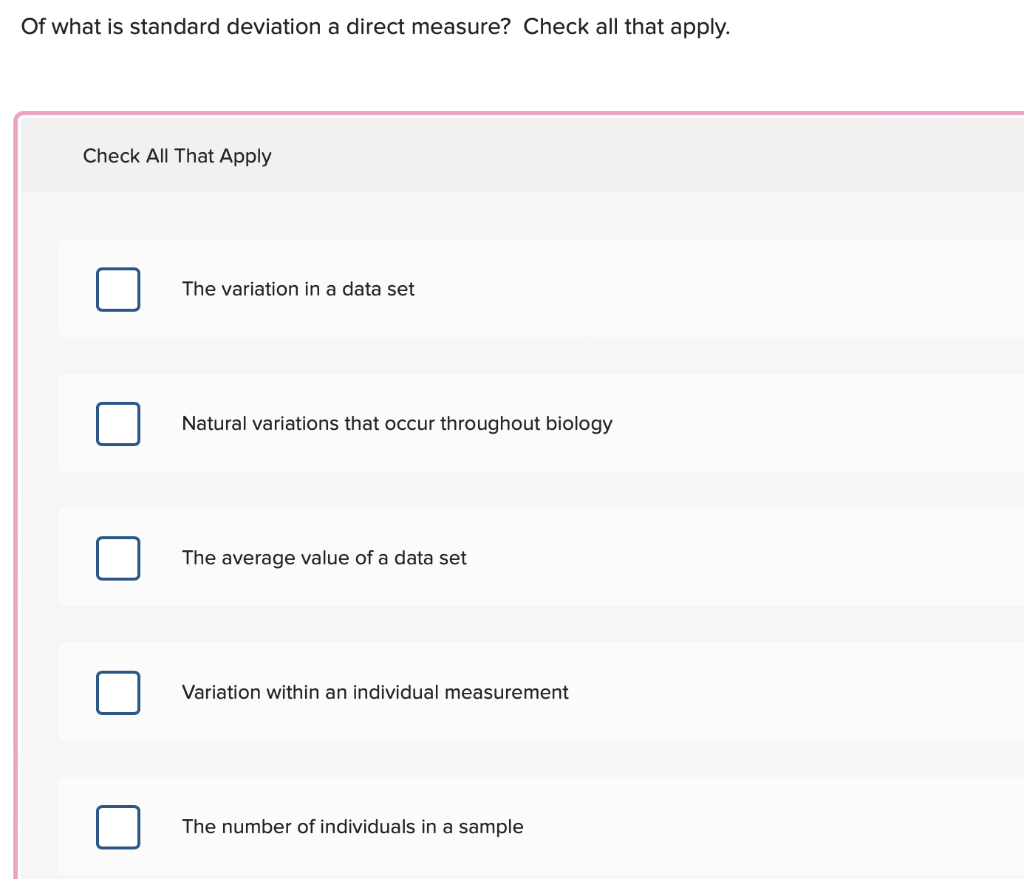 Of What Is Standard Deviation A Direct Measure Check All That Apply 1