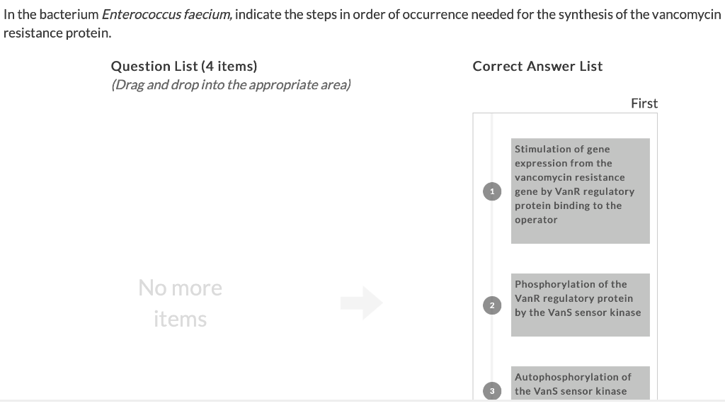 In The Bacterium Enterococcus Faecium Indicate The Steps In Order Of Occurrence Needed For The Synthesis Of The Vancomy 1