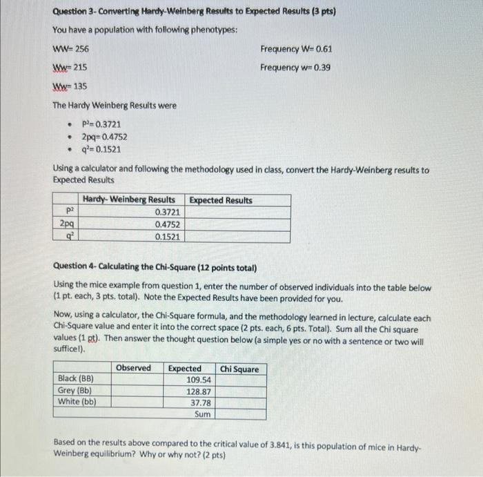 Instructions For This Assignment You Will Need A Calculator A Copy Of The Evolution Of Populations Lecture And A Piece 2