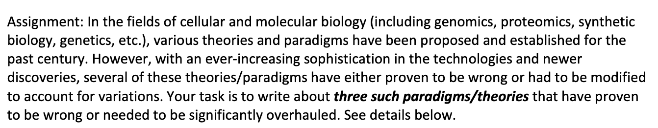 Molecular Cell Bio Besides Cell Theory What Other Paradigms Are There Please Give Detailed Explanation 1