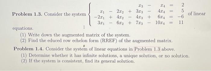 23 24 434 6x4 1024 2 2x2 3x3 5 21 Problem 1 3 Consider The System Of Linear 2x 4x2 4 33 6 3 31 6x2 733 1