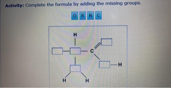 Activity Complete The Formula By Adding The Missing Groups 2