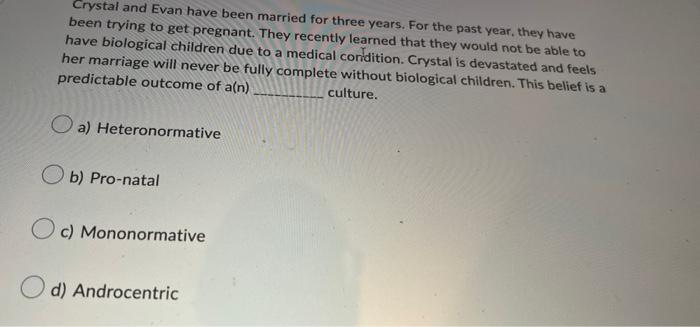 Crystal And Evan Have Been Married For Three Years For The Past Year They Have Been Trying To Get Pregnant They Recen 1