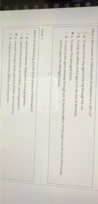 What Is The Function Of Inflammation In Response To A Skin Cut A To Destroy The Any Agent Entering Through The Cut B 1