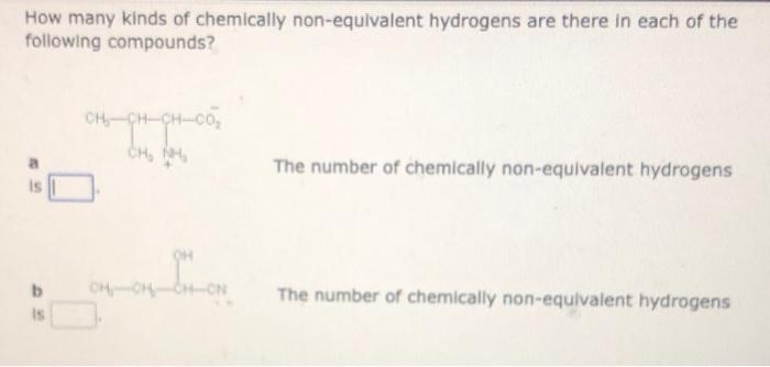 How Many Kinds Of Chemically Non Equivalent Hydrogens Are There In Each Of The Following Compounds Chaptept Com Chch 1