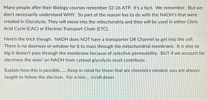 Many People After Their Biology Courses Remember 32 36 Atp It S A Fact We Remember But We Don T Necessarily Understan 1