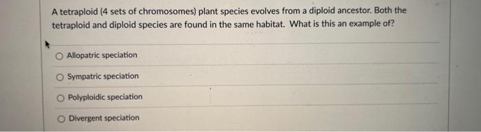 A Tetraploid 4 Sets Of Chromosomes Plant Species Evolves From A Diploid Ancestor Both The Tetraploid And Diploid Spec 1