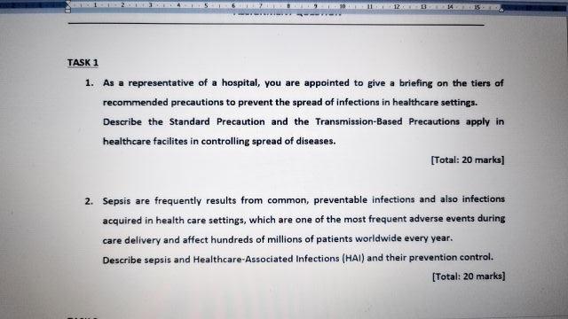1 As A Representative Of A Hospital You Are Appointed To Give A Briefing On The Tiers Of Recommended Precautions To Pr 1
