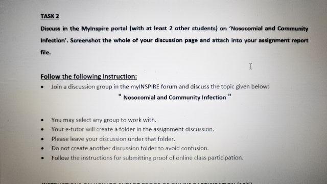 Task 2 Discuss In The Myinspire Portal With At Least 2 Other Students On Nosocomial And Community Infection Screens 1