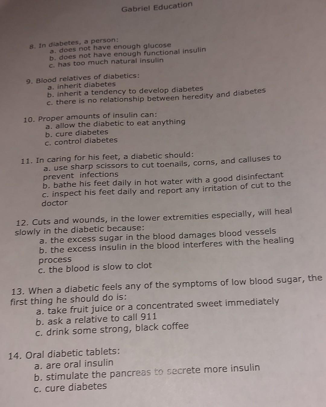 Lesson Five Exercises Endocrine Exercise 1 Diabetes Quiz From A Patient Education Tool 1 Polyuria Is A Symptom Of 2