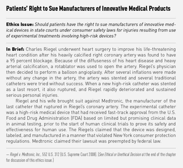 Should Patients Have The Right To Sue Manufacturers Of Innovative Medical Devices In State Courts Under Consumer Safety 1