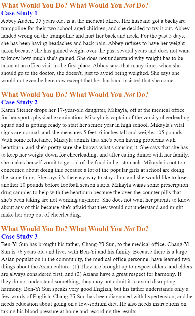 What Would You Do What Would You Not Do Case Study 1 Abbey Auden 35 Years Old Is At The Medical Office Her Husband 1