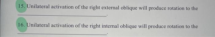 15 Unilateral Activation Of The Right External Oblique Will Produce Rotation To The 16 Unilateral Activation Of The Ri 1