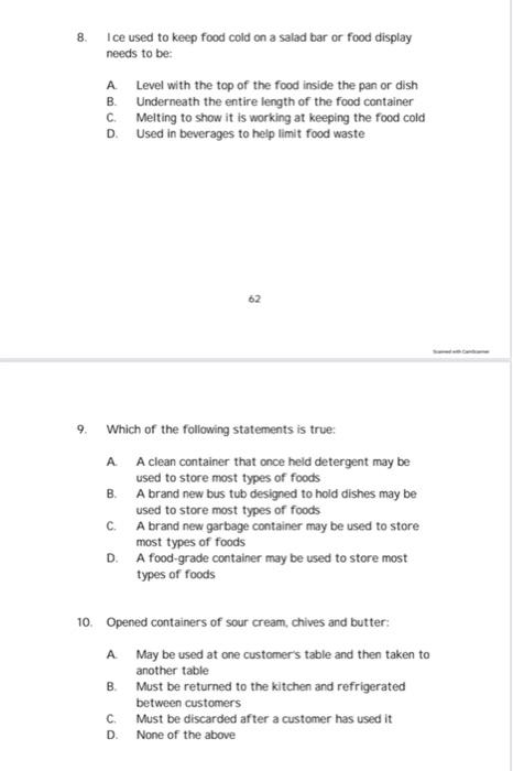 8 I Ce Used To Keep Food Cold On A Salad Bar Or Food Display Needs To Be A Level With The Top Of The Food Inside The 1