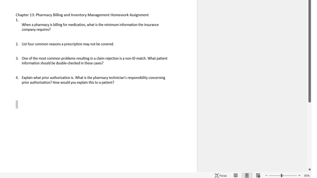 Chapter 13 Pharmacy Billing And Inventory Management Homework Assignment 1 When A Pharmacy Is Billing For Medication 1