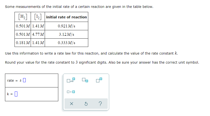 Some Measurements Of The Initial Rate Of A Certain Reaction Are Given In The Table Below Hz 12 Initial Rate Of Reac 1