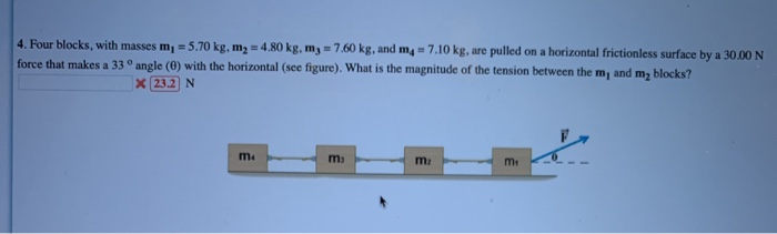 4 Four Blocks With Masses M 5 70 Kg M 4 80 Kg My 7 60 Kg And M 7 10 Kg Are Pulled On A Horizontal Frictionle 1