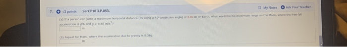 B Y Notes Ask Your Teacher 7 0 2 Points Sercp10 3 P 053 A Nan Umpama Ccelerations And What 1