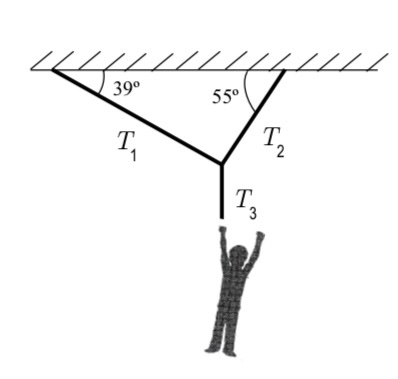 A 160 Lb Student Doing Some Rock Climbing Hangs From A Rope Tied To Two Other Ropes Fastened To Supports As Shown Above 2