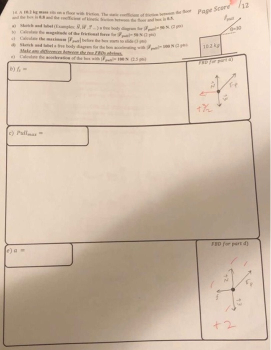 12 Page Score Friction Between The Floor Amanator With The The Bus And The Coefficient Of Kinetic Friction Between The E 1