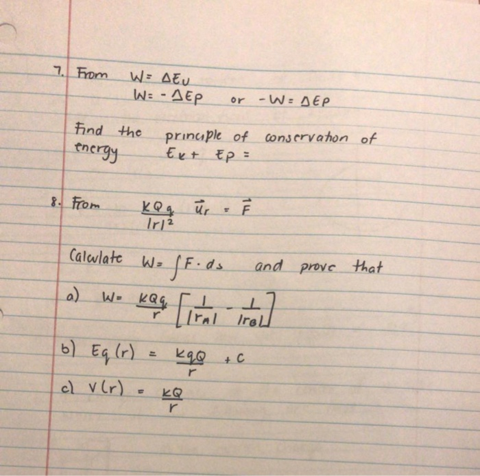 From W Aeu W Aep Or W Dep Find The Energy Prinuple Of Conservaton Of Ext Ep 1012 Prove That From Keq Ur I Calwlat 1