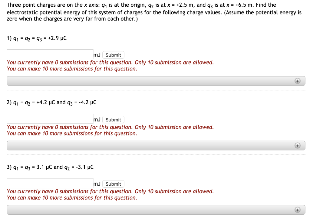 Three Point Charges Are On The X Axis 41 Is At The Origin 42 Is At X 2 5 M And Q3 Is At X 6 5 M Find The Elect 1