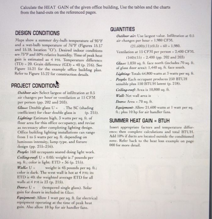 Calculate The Heat Gain Of The Given Office Building Use The Tables And The Charts From The Hand Outs On The Referenced 1