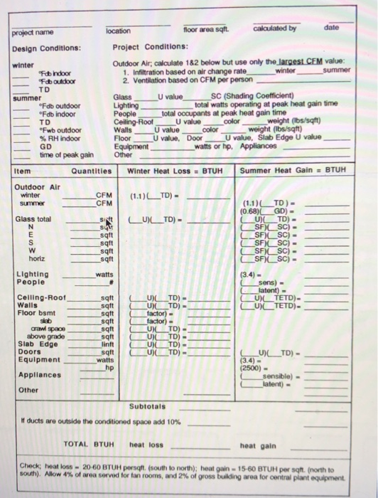 Calculate The Heat Gain Of The Given Office Building Use The Tables And The Charts From The Hand Outs On The Referenced 3