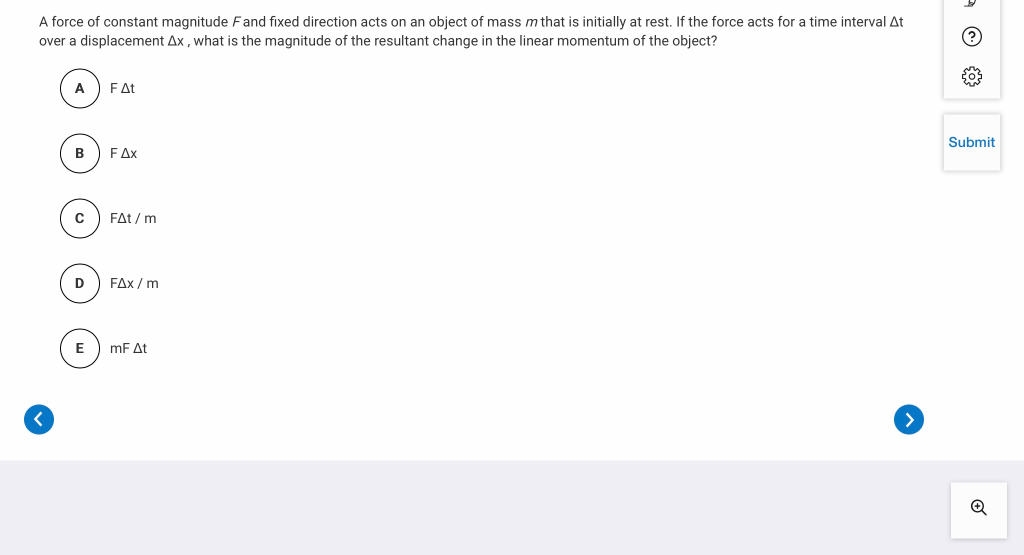 A Force Of Constant Magnitude Fand Fixed Direction Acts On An Object Of Mass M That Is Initially At Rest If The Force A 1