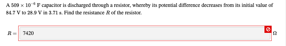 A 509 X 10 6f Capacitor Is Discharged Through A Resistor Whereby Its Potential Difference Decreases From Its Initial Va 1