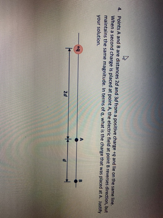 4 Points A And B Are Distances 2d And 3d From A Positive Charge And Lie On The Same Line When A Second Charge Is Pla 1