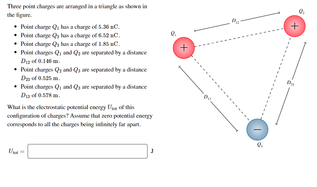 Three Point Charges Are Arranged In A Triangle As Shown In The Figure Point Charge Q1 Has A Charge Of 5 36 Nc Poin 1