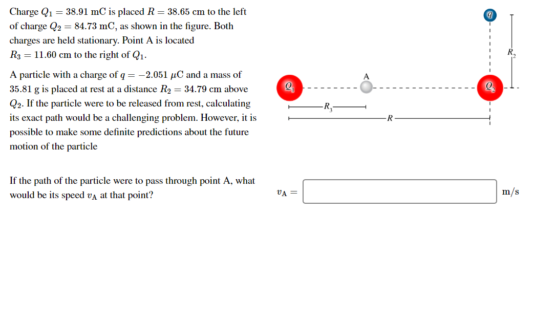 Charge Q1 38 91 Mc Is Placed R 38 65 Cm To The Left Of Charge Q2 84 73 Mc As Shown In The Figure Both Charges Are 1