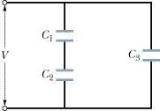 In The Figure A Potential Difference V 80 0 V Is Applied Across A Capacitor Arrangement With Capacitances C1 14 7 Uf 1