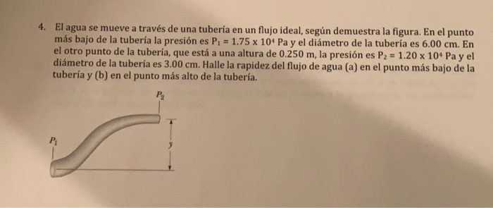 4 El Agua Se Mueve A Traves De Una Tuberia En Un Flujo Ideal Segun Demuestra La Figura En El Punto Mas Bajo De La Tub 1