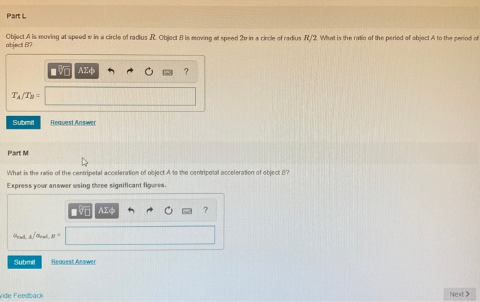 Part L Object A Is Moving At Speed U In A Circle Of Radius R Object Bis Moving At Speed 2v In A Circle Of Radius R 2 Wh 1
