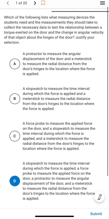 A Group Of Students Must Conduct An Experiment To Determine How The Location Of An Applied Force On A Classroom Door Aff 2