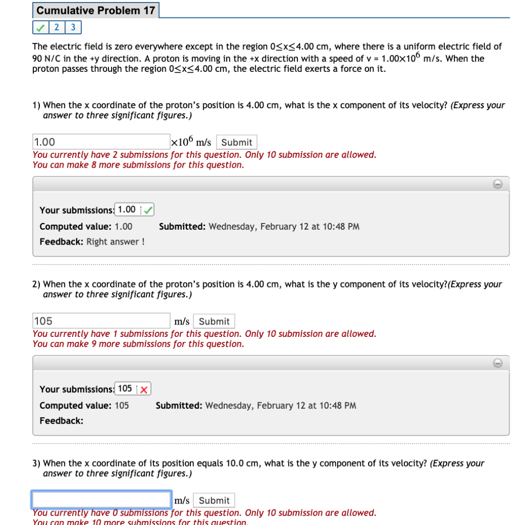 Cumulative Problem 17 23 The Electric Field Is Zero Everywhere Except In The Region 0 X 4 00 Cm Where There Is A Unifor 1