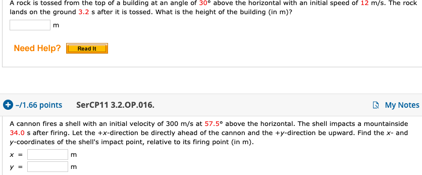 A Rock Is Tossed From The Top Of A Building At An Angle Of 30 Above The Horizontal With An Initial Speed Of 12 M S The 1