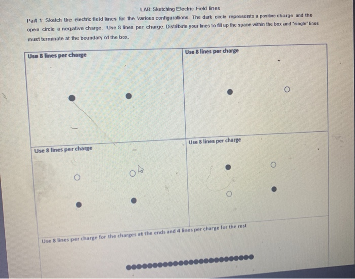 Lab Sketching Electric Field Lines Part 1 Sketch The Electric Field Lines For The Various Configurations The Dark Cir 1