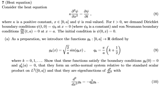 7 Heat Equation Consider The Heat Equation Apa Kaxa At 8 Where K Is A Positive Constant 2 0 A And Is Real Value 1