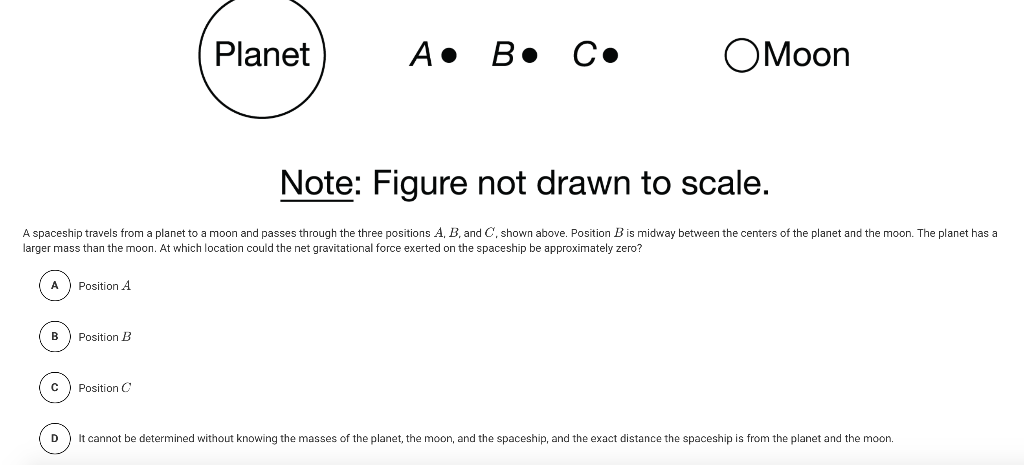 Planet A B Co Moon Note Figure Not Drawn To Scale A Spaceship Travels From A Planet To A Moon And Passes Through The 1