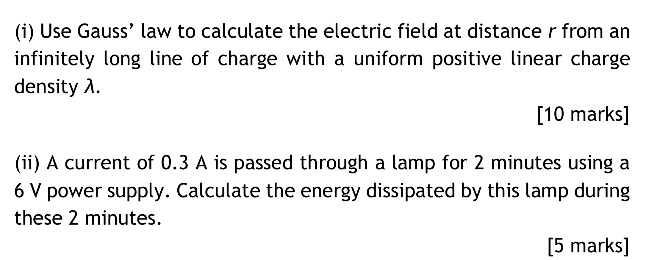 I Use Gauss Law To Calculate The Electric Field At Distance R From An Infinitely Long Line Of Charge With A Uniform P 1
