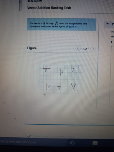 Ch 03 Hw Vector Addition Ranking Task Sex Vectors A Through F Have The Magnitudes And Directions Indicated In The Fig 1