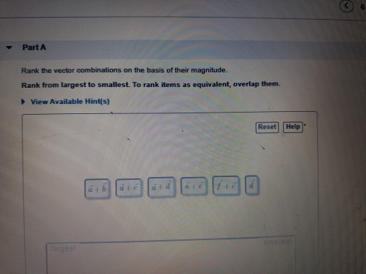 Ch 03 Hw Vector Addition Ranking Task Sex Vectors A Through F Have The Magnitudes And Directions Indicated In The Fig 2