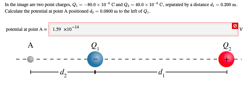In The Image Are Two Point Charges Q1 80 0 X 10 6 C And Q2 40 0 X 10 6 C Separated By A Distance Di 0 200 M Ca 1
