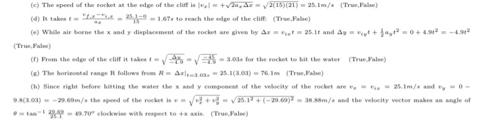 Water Figure 3 C The Speed Of The Rocket At The Edge Of The Cliff Is Wx 2a Ar 2 15 21 25 1 M S True Fal 2